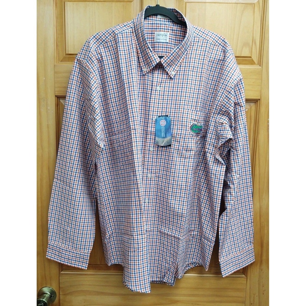 Campus Specialties Men's Size XXL Florida Gators Button‎ Up Long Sleeve Plaid